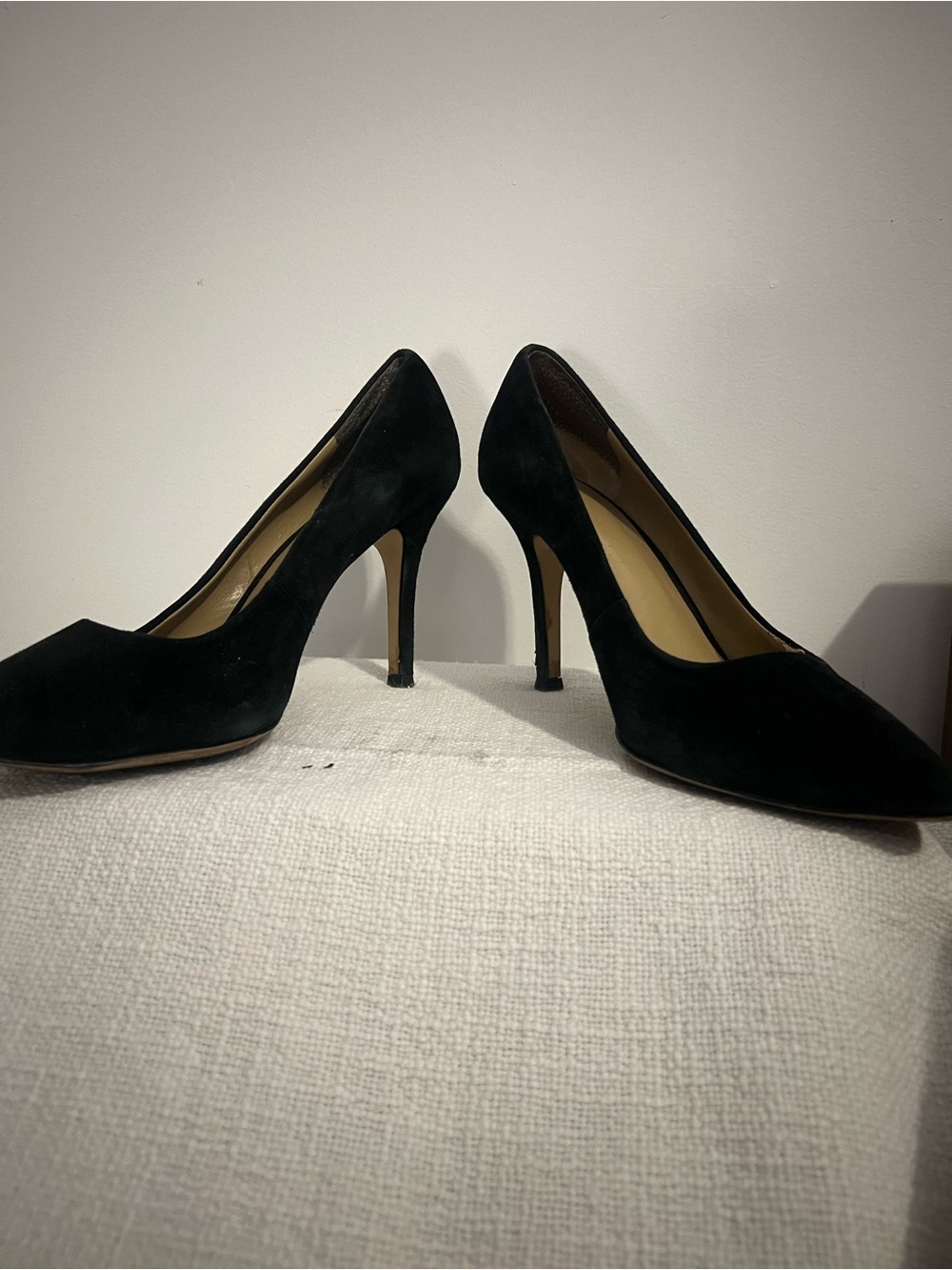 Classic Black Suede Pointed-Toe Pumps